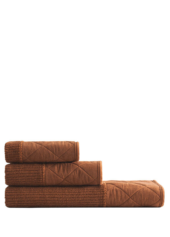 Ecocotton Hüma Terra Quilted Cotton 3-Piece Bath Towel Set - 1
