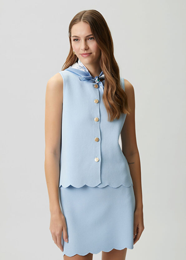 Beymen Club Mavi Dilimli Mini Triko Etek - 2