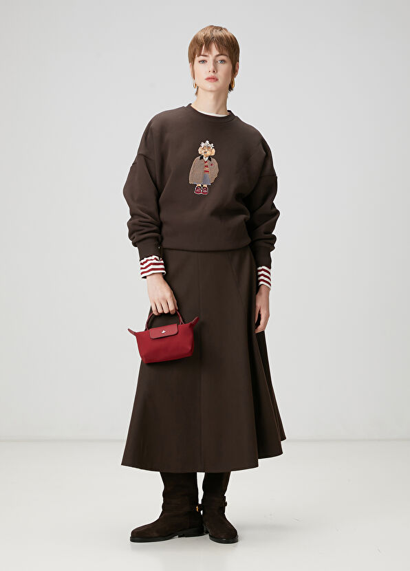 Beymen Club Kahverengi Midi Kloş Etek - 1