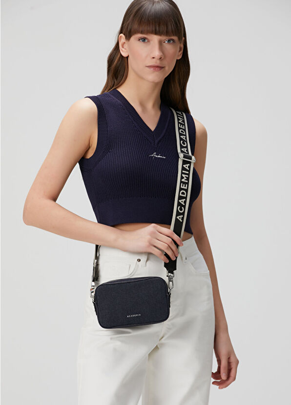 Lacivert Kadın Denim Çapraz Çanta - Görsel 3