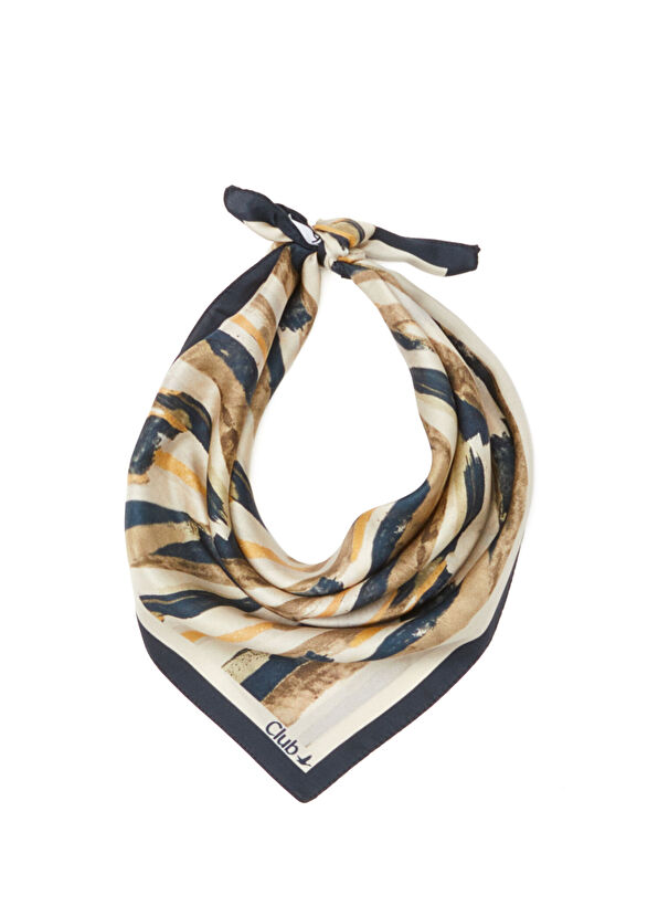 Beymen Club Khaki Brush Print Silk Scarf - 2