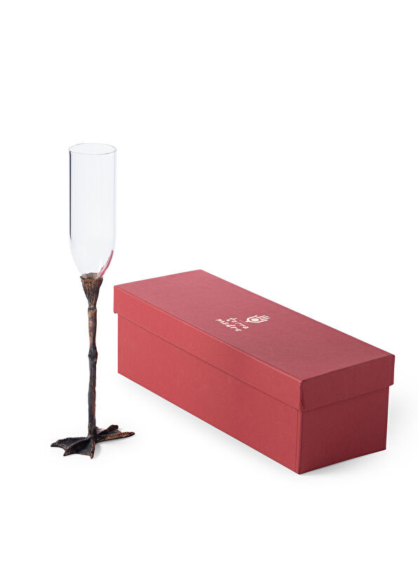 Atelier Terra Madre Luan Cam Şeffaf Bronz Kuş Figürlü Şampanya Kadehi - 2