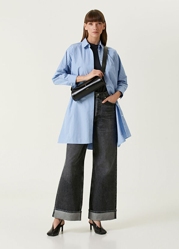 Jil Sander Oversize Mavi Çizgili Gömlek - 2