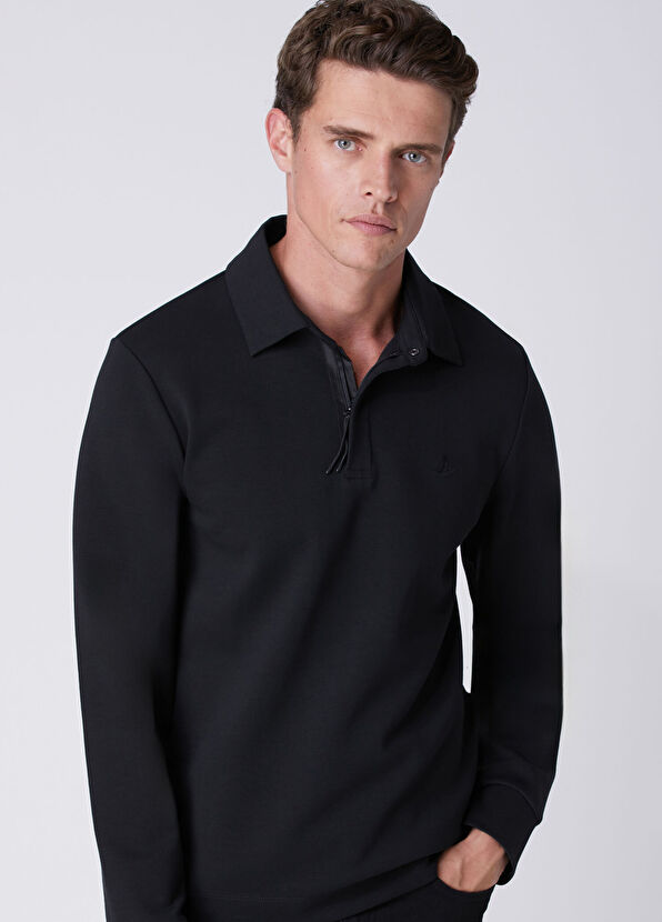 Beymen Club Comfort Fit Black Polo Interlock Sweatshirt - 2