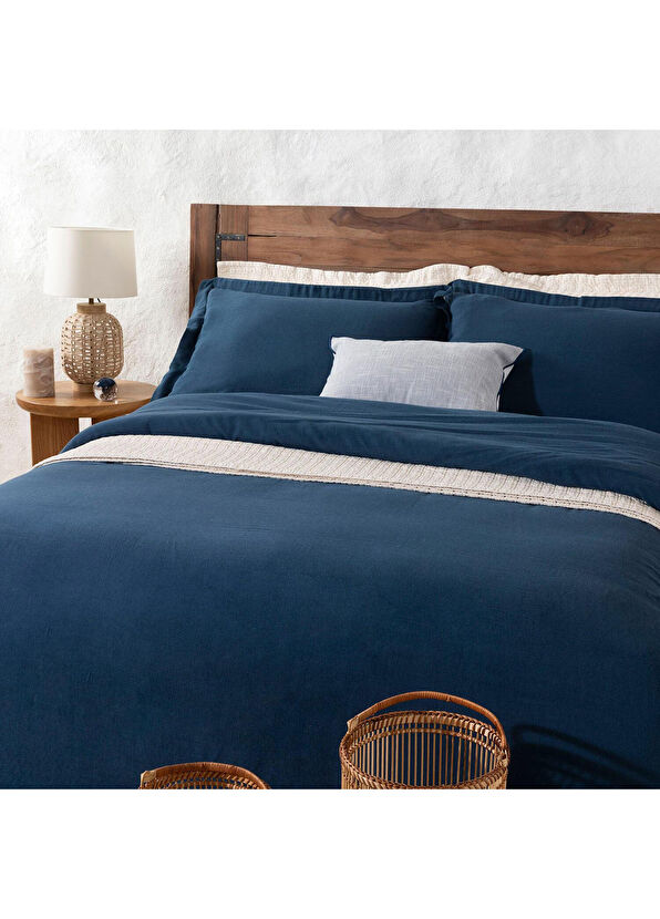 Chakra Sofia Marin Mavi Bambu Pamuk Ekstra Çift Kişilik Nevresim Takımı 230 x 220 cm - 2