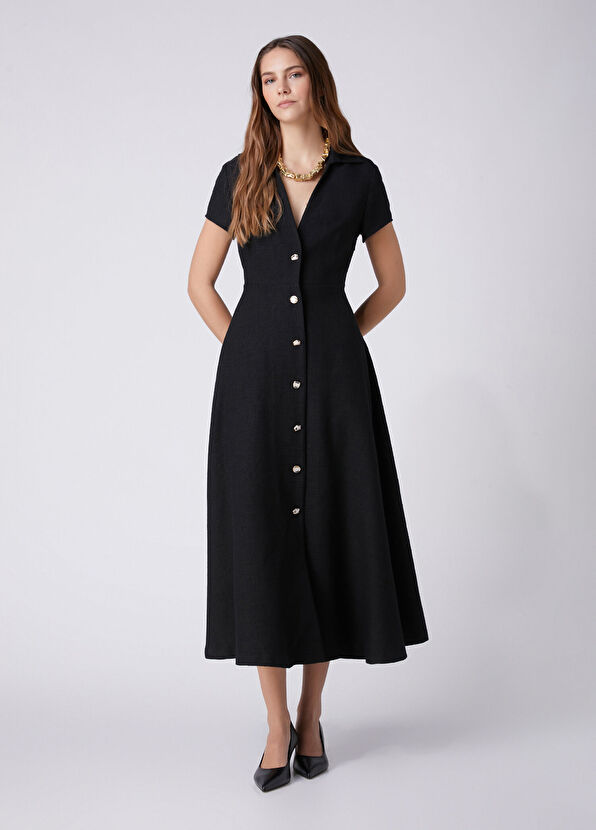 Beymen Club Siyah Midi Elbise - 1