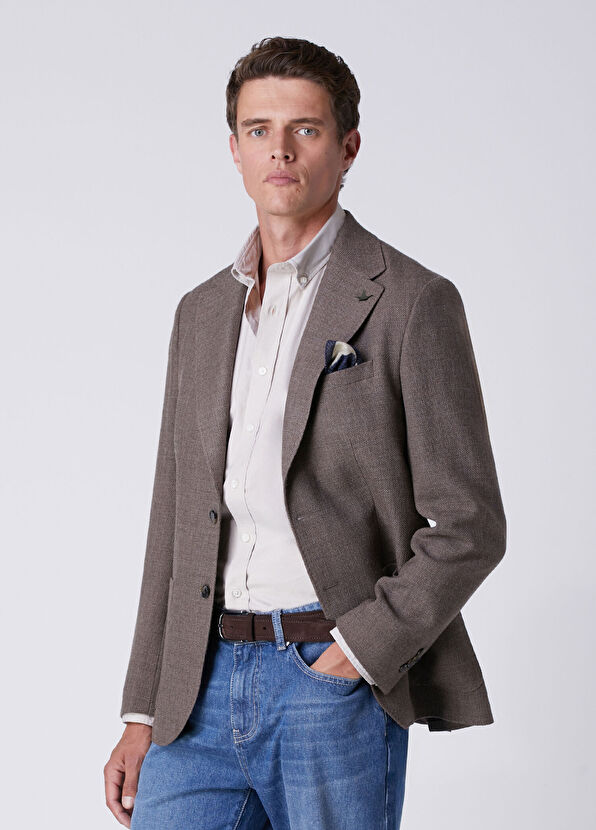 Beymen Club Tropical Havana Brown Wool Jacket - 2