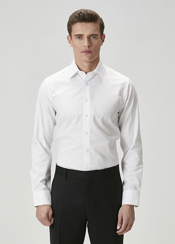 Beymen Club Slim Fit White Non-Iron Twill Shirt - 1