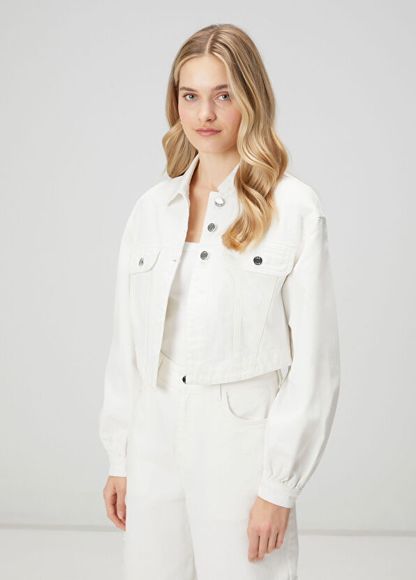 Beymen Club Off-White Bead Embroidered Denim Jacket - 1