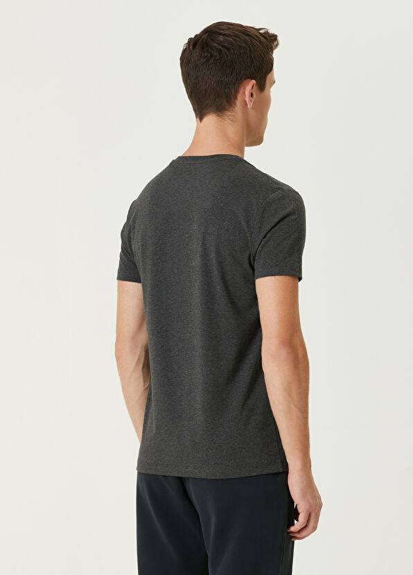 Beymen Club Gri Melanj V Yaka Basic T-shirt - 4
