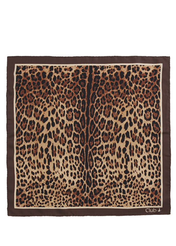 Beymen Club Bej Leopar Desen İpek Eşarp - 1