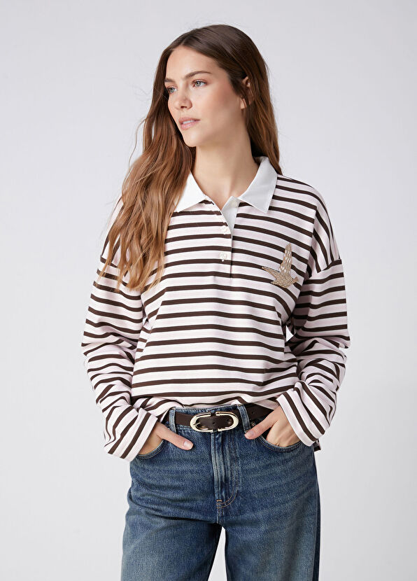 Beymen Club Brown Pink Striped Sweatshirt - 4