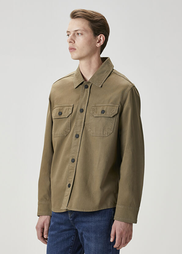 Beymen Club Khaki Gabardine Denim Shirt - 4