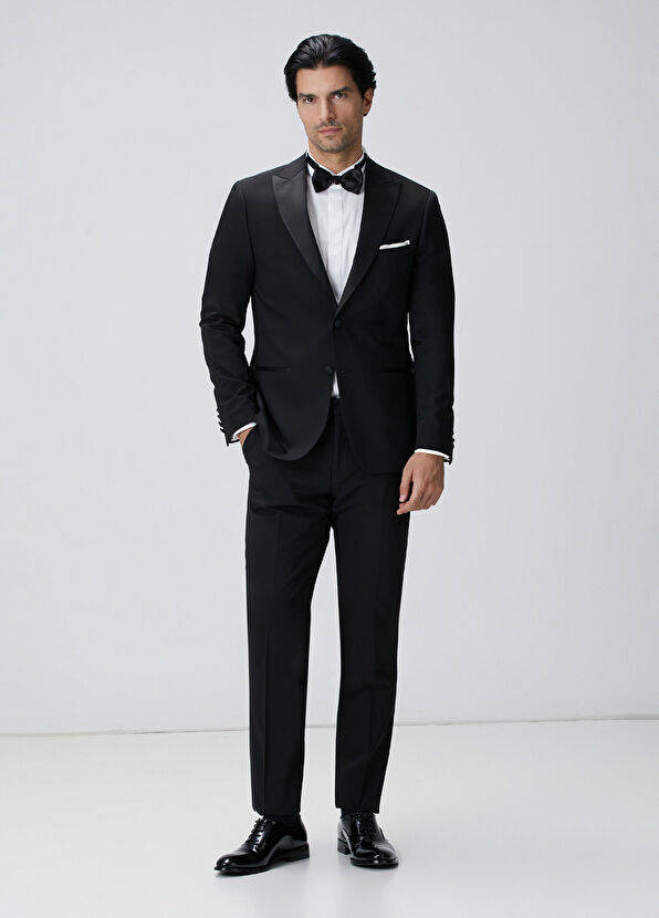 Network Siyah Yün Karışımlı Smokin Takım Elbise - 3