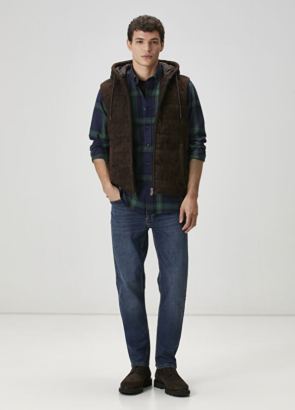 Beymen Club Comfort Fit Green Navy Blue Plaid Patterned Shirt - 2