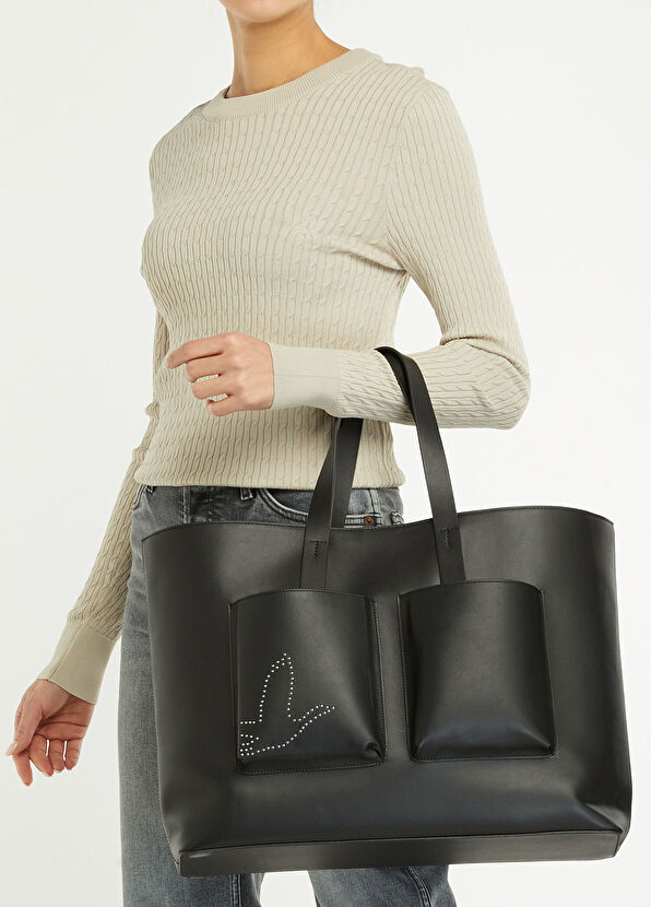 Beymen Club Black Women's Leather Shopping Bag - 2