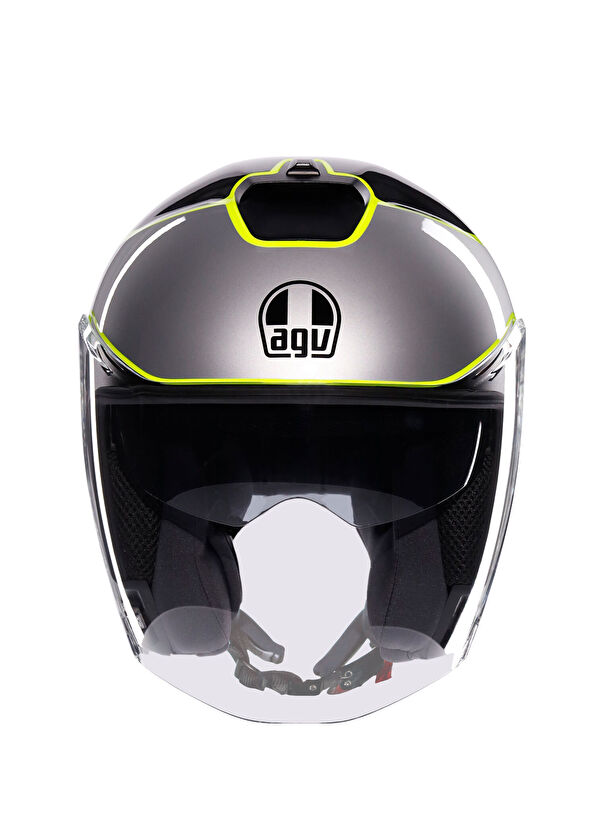 Agv Irides Davao Black Grey Yellow Fluo Closed Motorcycle Helmet - 3