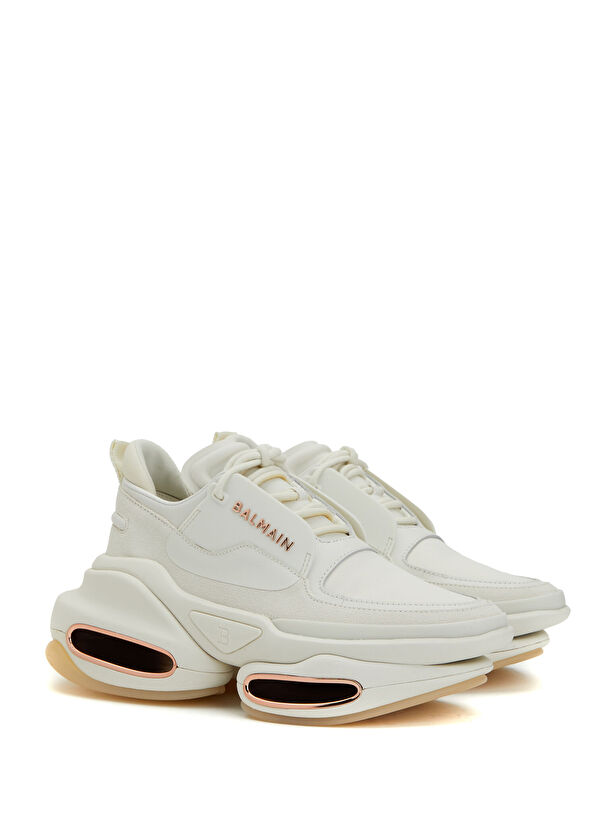 Balmain B-Bold Beyaz Geometrik Tabanlı Kadın Deri Sneaker - 2