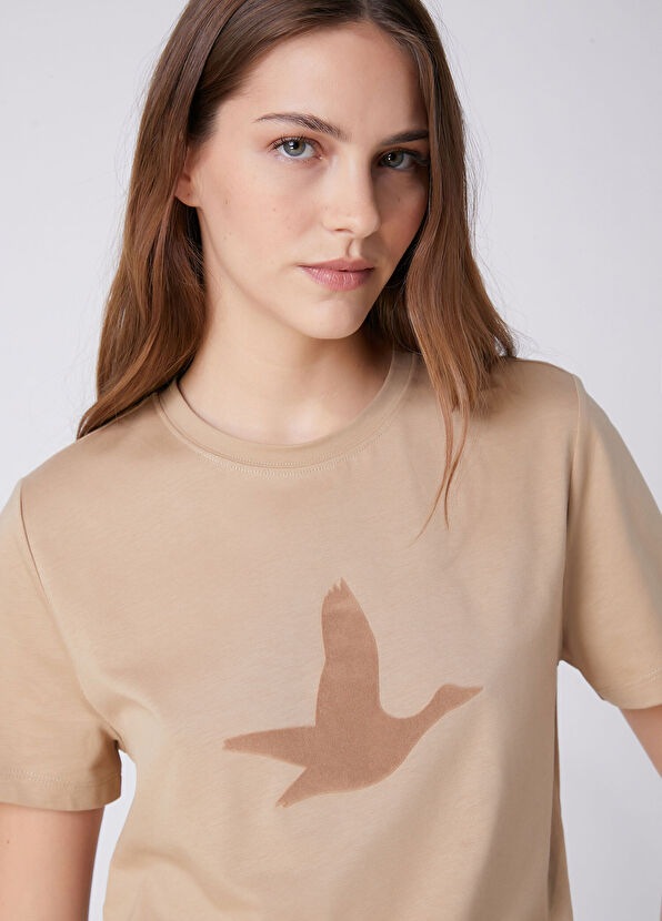 Beymen Club Bej Tonal Logo Baskılı T-shirt - 2