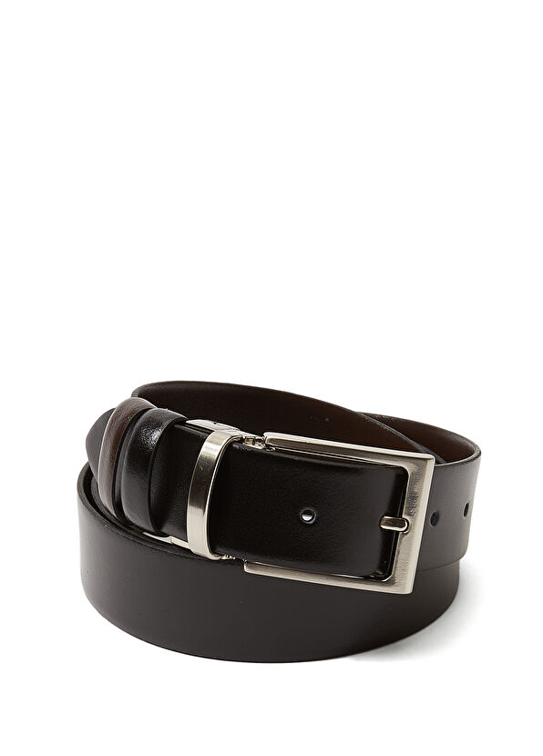 Beymen Club Siyah Kahverengi Çift Taraflı Erkek Deri Kemer - 1