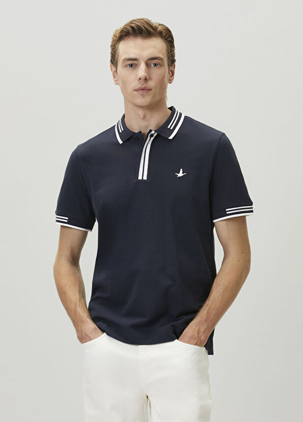 Beymen Club Comfort Fit Lacivert Polo Yaka Çizgi Detay T-shirt - 2