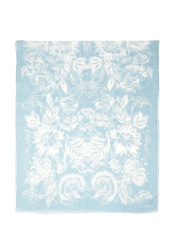 Beymen Club Blue Floral Patterned Women's Linen Shawl - 2