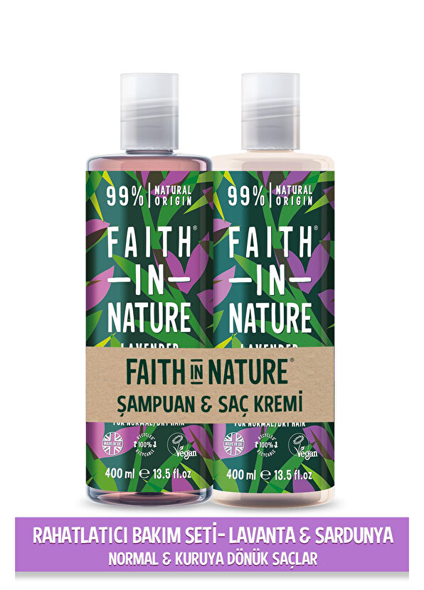 Faith In Nature Lavanta Sardunya %99 Doğal Rahatlatıcı Saç Kremi ve Şampuan 2x400 ml - 4