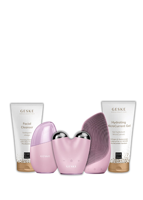 Geske Pembe Sıkılaştırıcı Temizleyici ve Masaj Aletli 5'li Cilt Bakım Cihazı Seti - 1
