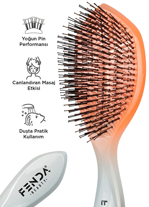 FENDA Profesyonel Supernova Coral 4 Pinli Geniş Başlık Turuncu Saç Fırçası  - 2