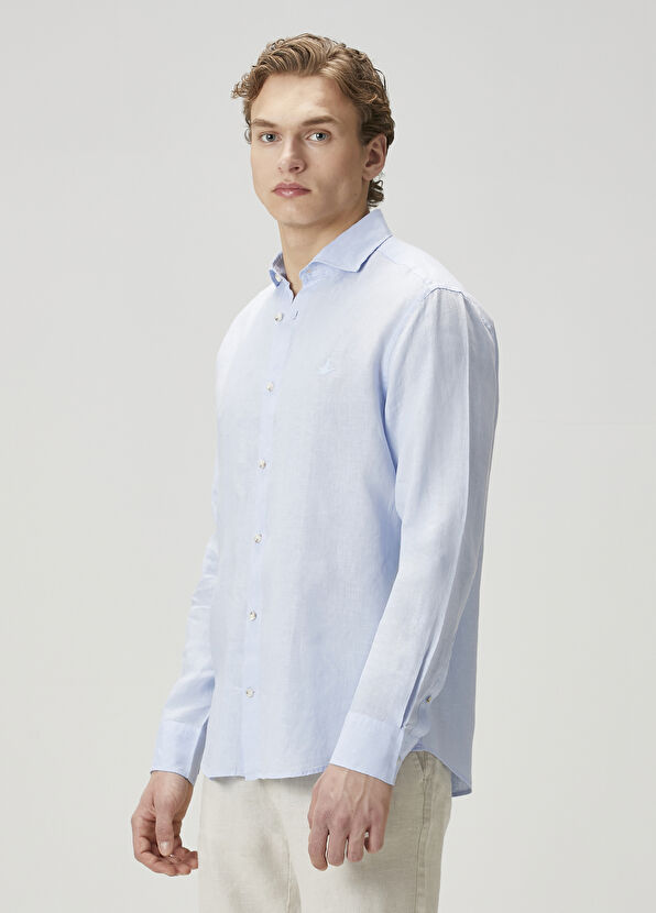 Beymen Club Açık Mavi Keten Gömlek - 4