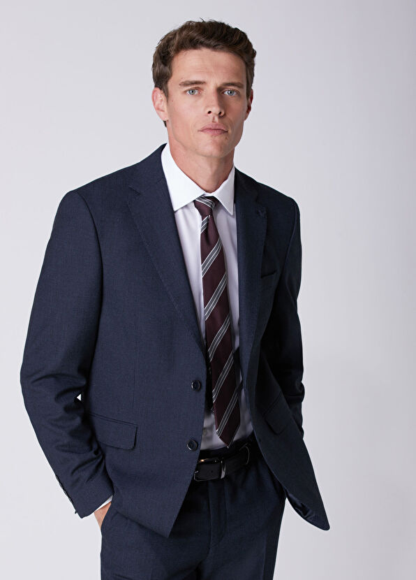 Beymen Club Pied De Poule Navy Blue Wool Suit - 2