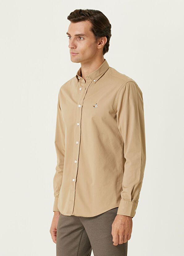 Beymen Club Comfort Fit Mink Gabardine Textured Shirt - 4