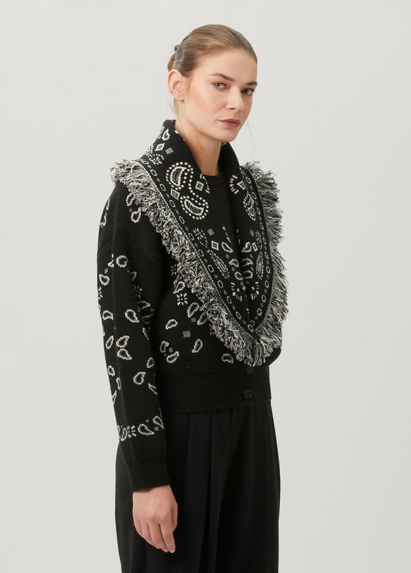 Alanui Black Paisley Wool Cardigan - 4