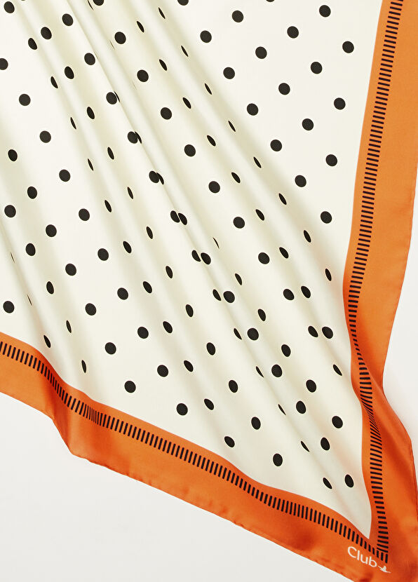 Beymen Club Ekru Turuncu Puantiyeli İpek Eşarp - 2