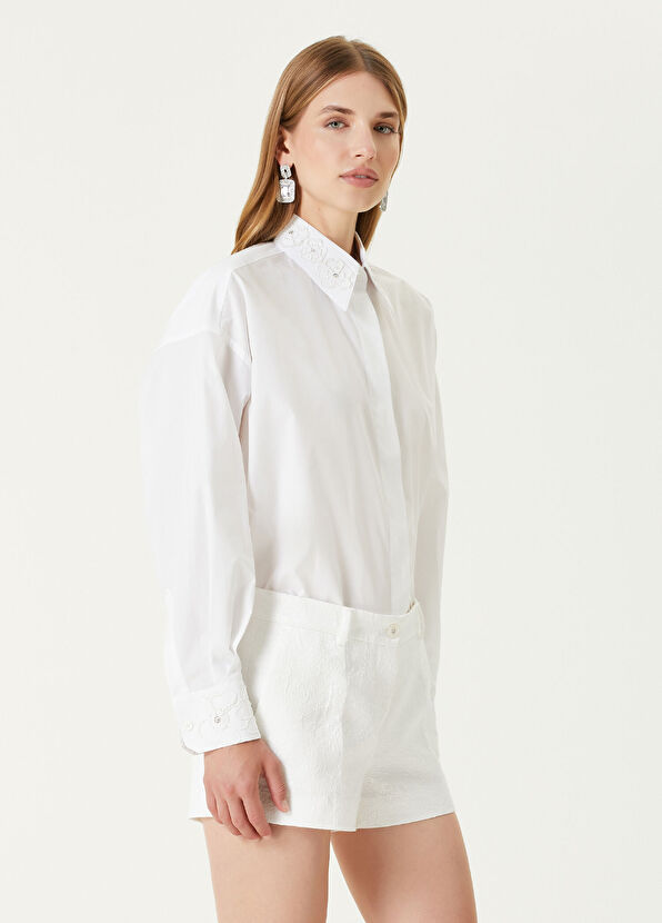 Dolce&Gabbana Oversize Beyaz İşlemeli Gömlek - 1