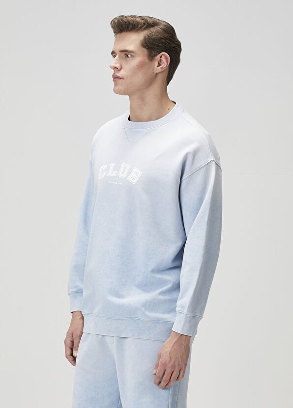 Beymen Club Light Blue Logo Printed Oversized Sweatshirt - 4