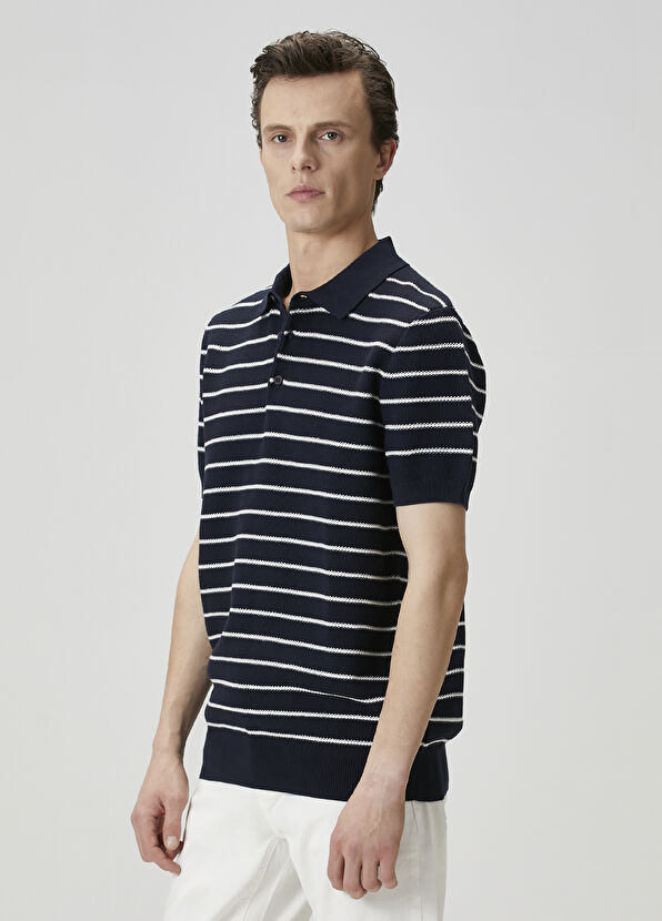 Beymen Club Lacivert Polo Yaka Colorblocked Triko Gömlek - 4