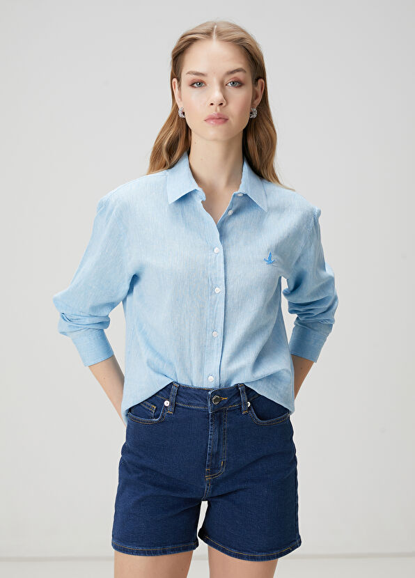 Beymen Club Mavi Keten Gömlek - 1