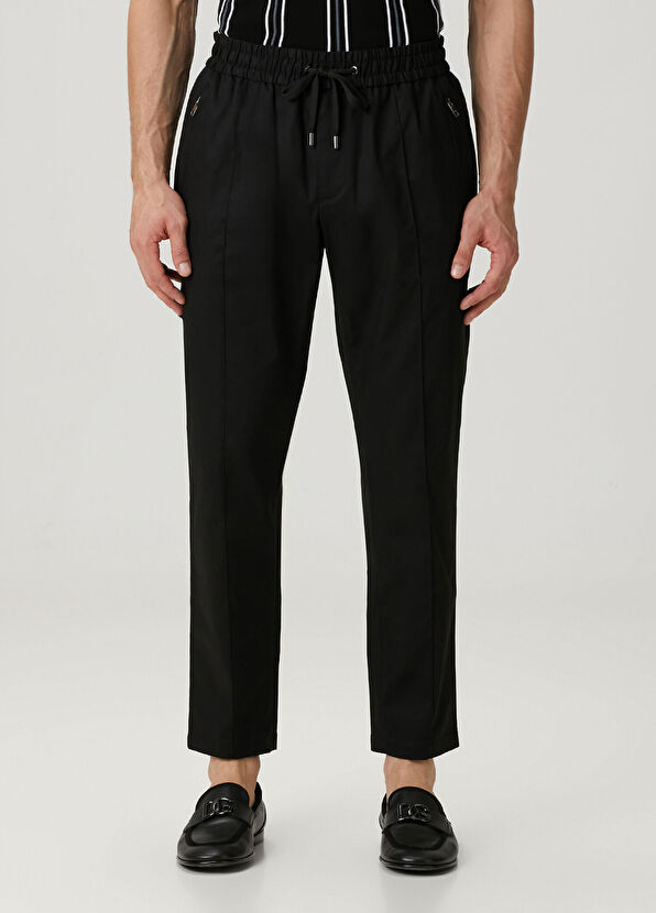 Siyah Beli Kordonlu Pantolon - Görsel 3