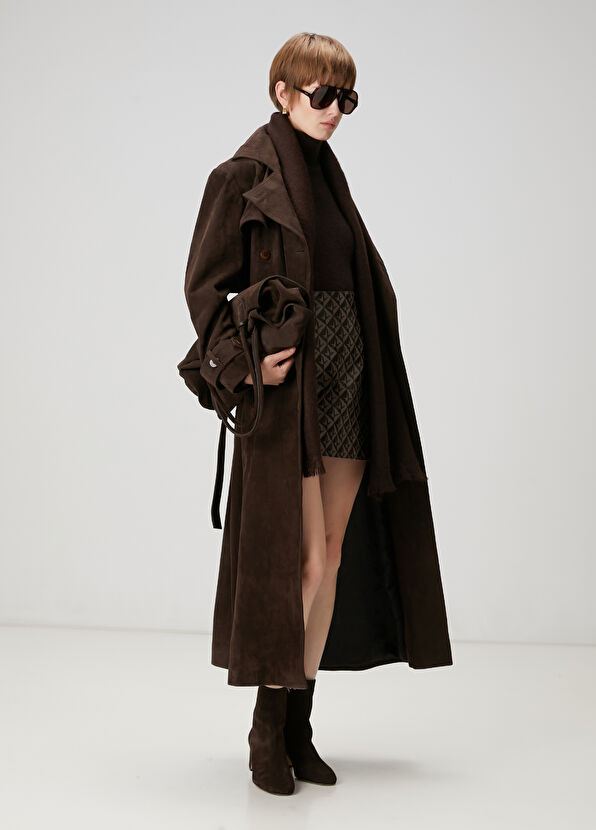 Beymen Club Brown Suede Overcoat - 1