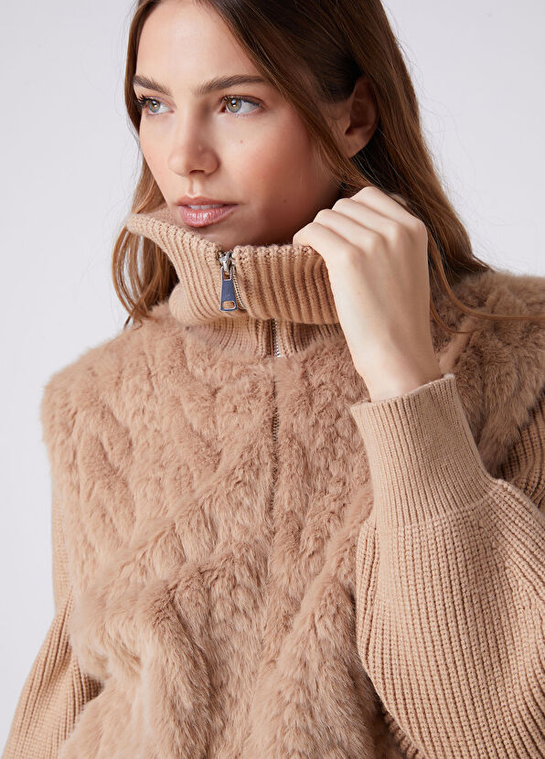 Beymen Club Camel Cable Knit Jacket - 2