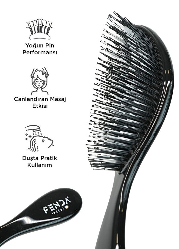 FENDA Profesyonel Deep Space Black 4 Pinli Spiral Siyah Saç Fırçası - 2