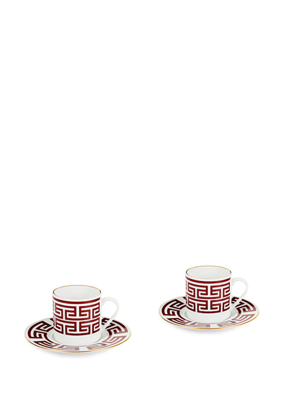 Some Home İstanbul Lucky Rooster Collection Red 2'li Porselen Türk Kahve Fincan Seti - 1