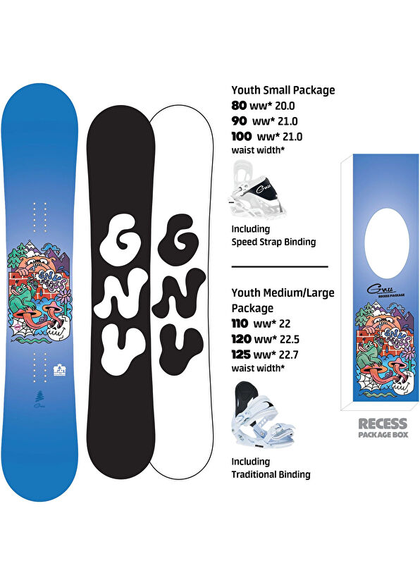Gnu Recess 2025 B Unisex Kids Snowboard Bindings Set - 2