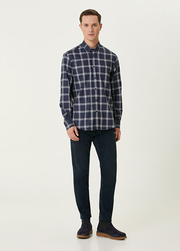 Beymen Club Comfort Fit Blue Plaid Shirt - 3