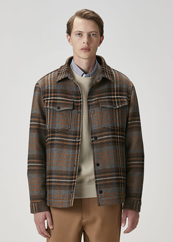 Beymen Club Kahverengi Ekose Desenli Yün Dış Gömlek - 2