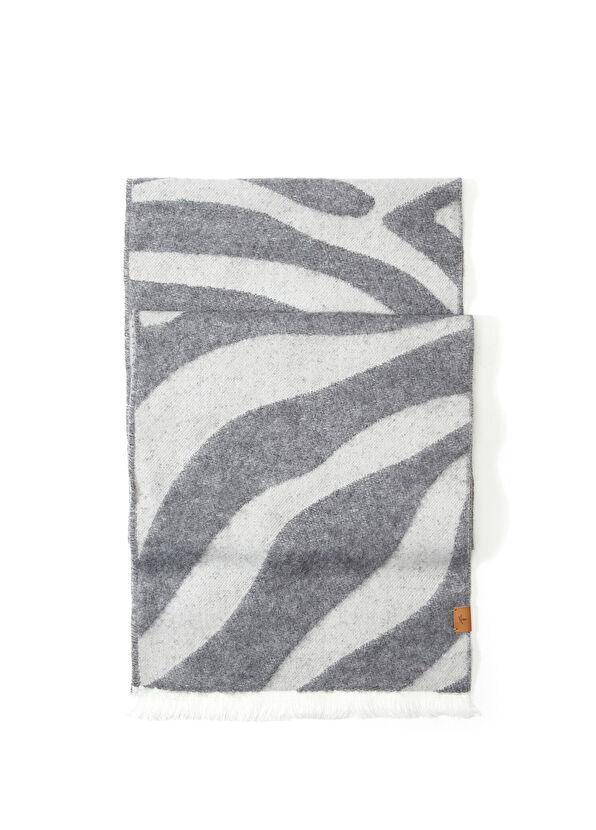 Beymen Club Gri Zebra Desenli Kadın Atkı - 1