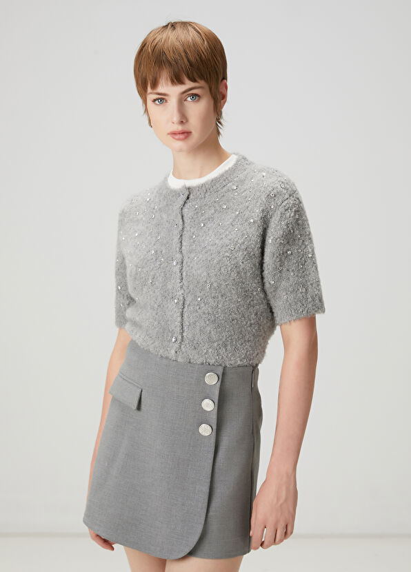 Beymen Club Gri Taş İşlemeli Hırka - 1