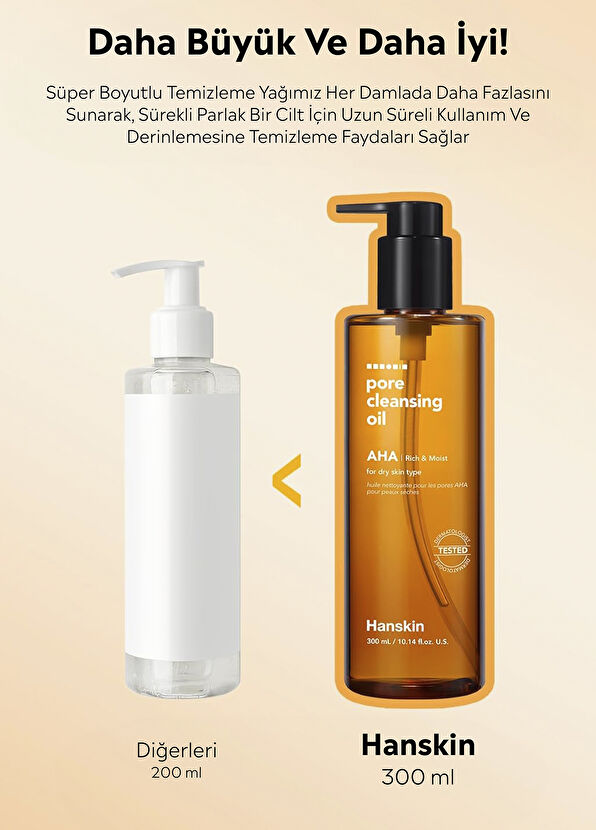 Hanskin Pore Cleansing Oil Aha Kuru Ciltler İçin Gözenek ve Makyaj Temizleme Yağı 300 ml - 2