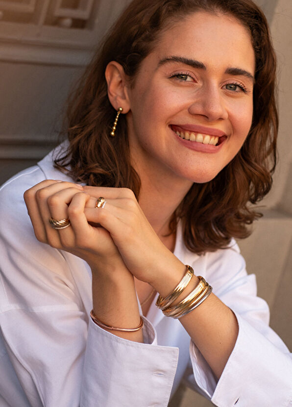 Jess İnce Plakalı Flex 14 Ayar Altın Kadın Bileklik - 2